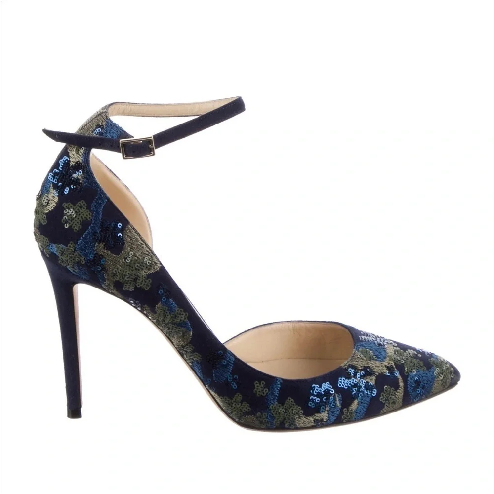 Jimmy Choo /  Lucy 100 D’Orsay Pumps Sequin floral Pattern 39 9